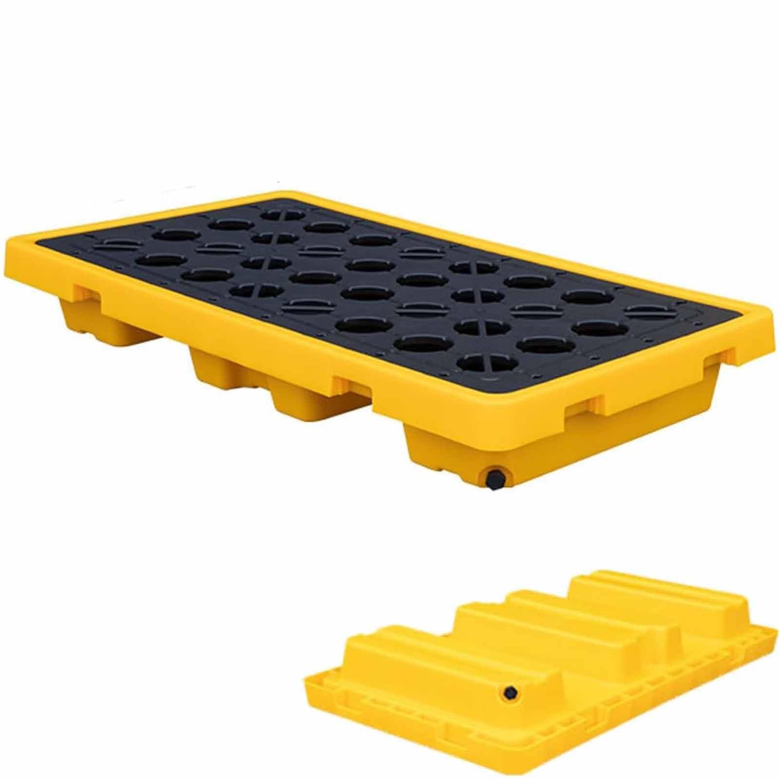 QUSYZD Industrial Spill Containment Tray with Grating for Oil and Chemical Drums - Leak Proof Safety Platform,130 * 68 * 15cm