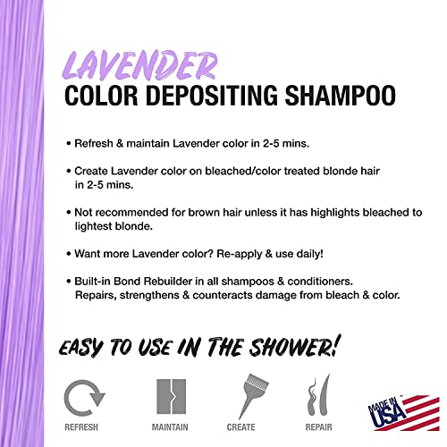 No Fade Fresh Hair Color Depositing Shampoo With Bondheal Bond Rebuilder - Maintain & Refresh Color, Temporary Hair Color Dye - Sulfate, Paraben, And Ammonia Free (Lavender) #TOP2