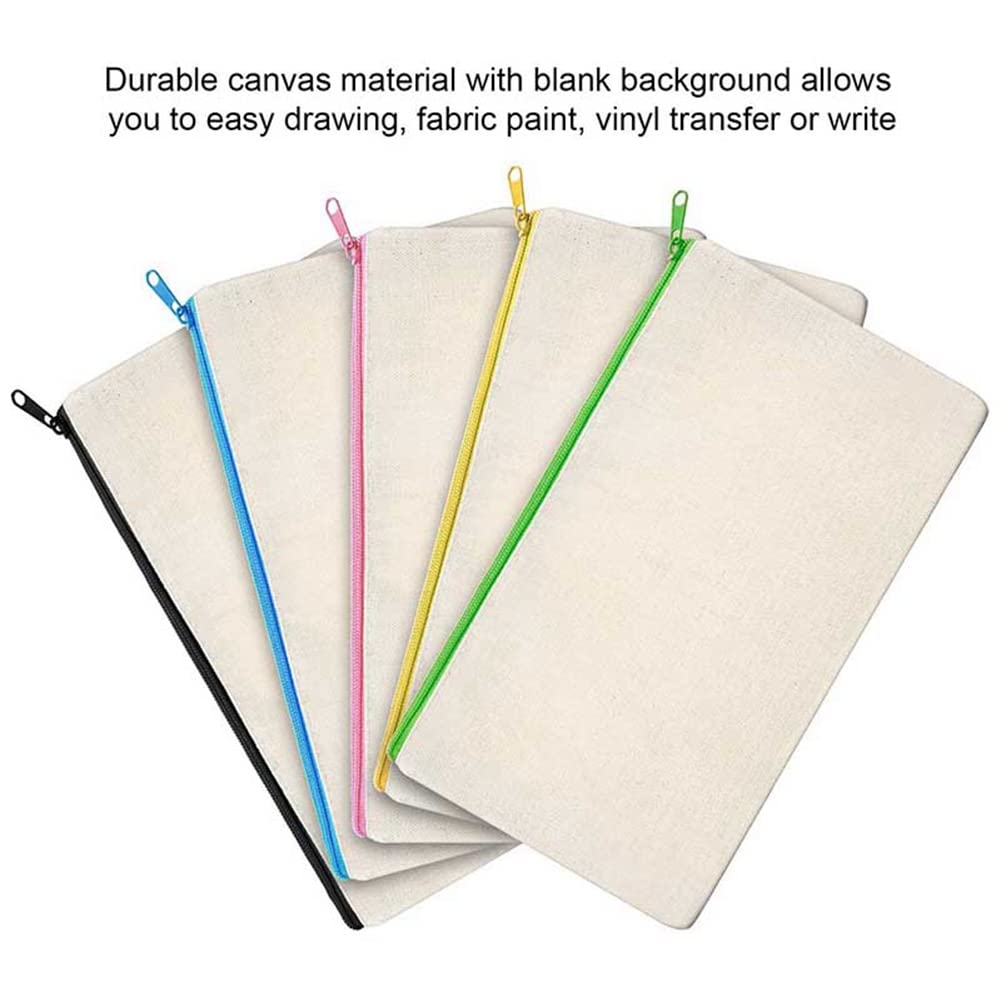 60 Uds Bolsas de Maquillaje de Lona con Cremallera Bolsas Estuche de Lápices Bolsas de Manualidades para Viajes DIY Escuela de Cremalleras Multicolores
