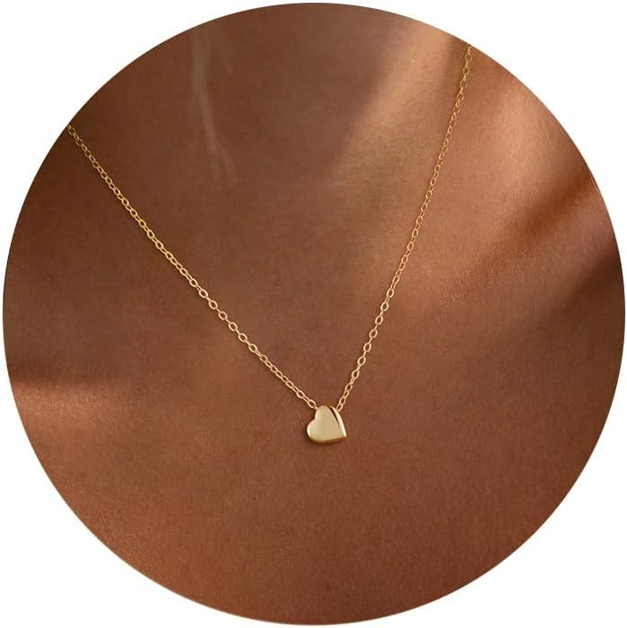 Heart Necklace for Women, Dainty 14K Gold/Sterling Sliver Plated Heart Pendant Necklace Trendy Jewelry Gift for Women