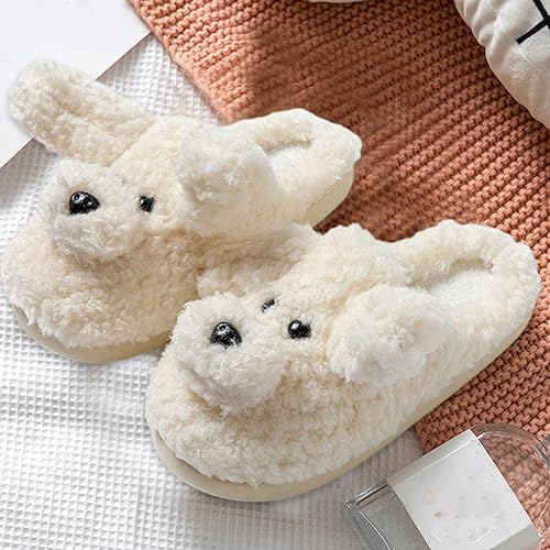Fuzzy Puppy Slippers for Women Cute Teddy Warm Animal Non-Slip House Shoes Cozy Plush Winter Indoor Home Slippers4