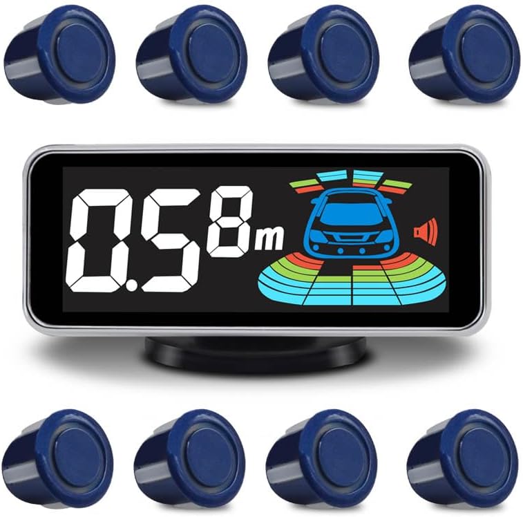 Car Parking Sensors Kit Reverse Radar parktronic System Auto Electronics Vehicle Back Assistant Reverse 8 Sensor (Dark Blue)
