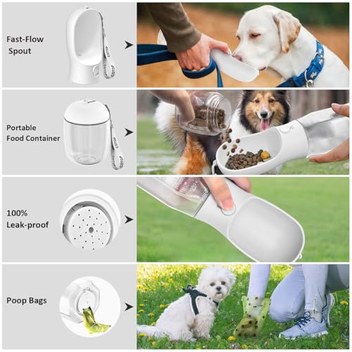 Image of Portable Dog Water Bottle, Leak-Proof Pet Water Dispenser with Water-Saving Reflow, One-Hand Operation & Dishwasher Safe Travel Bottle for Walking, Hiking & Travel