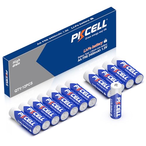 PKCELL 12 Pack Lithium Batteries AA 3400mAh High Capacity