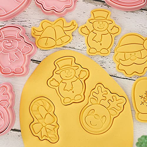 Foto von Pilikoll 8 Stück Weihnachts Ausstecher Kunststoff Fondant Ausstecher Keksausstecher Weihnachten 3D weihnachtsausstecher set Plätzchenformen Weihnachten Cookie Cutters für Tortendeko Kekse Backen