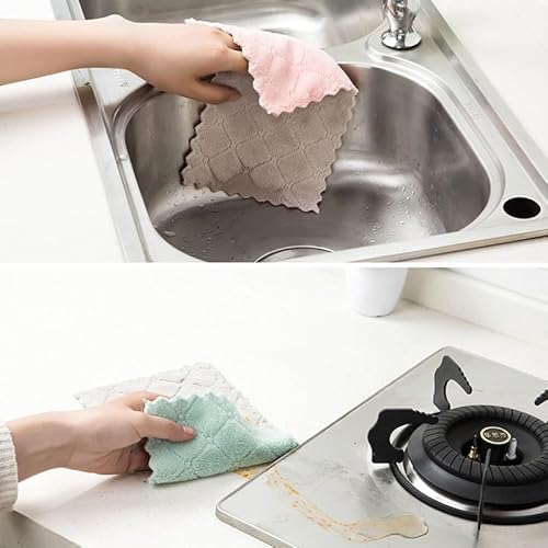 Missjojiay 20 Pack Cleaning Cloth Kitchen Cloth, Dish Towels Super Absorbent Coral Velvet Dishtowels thumb #3