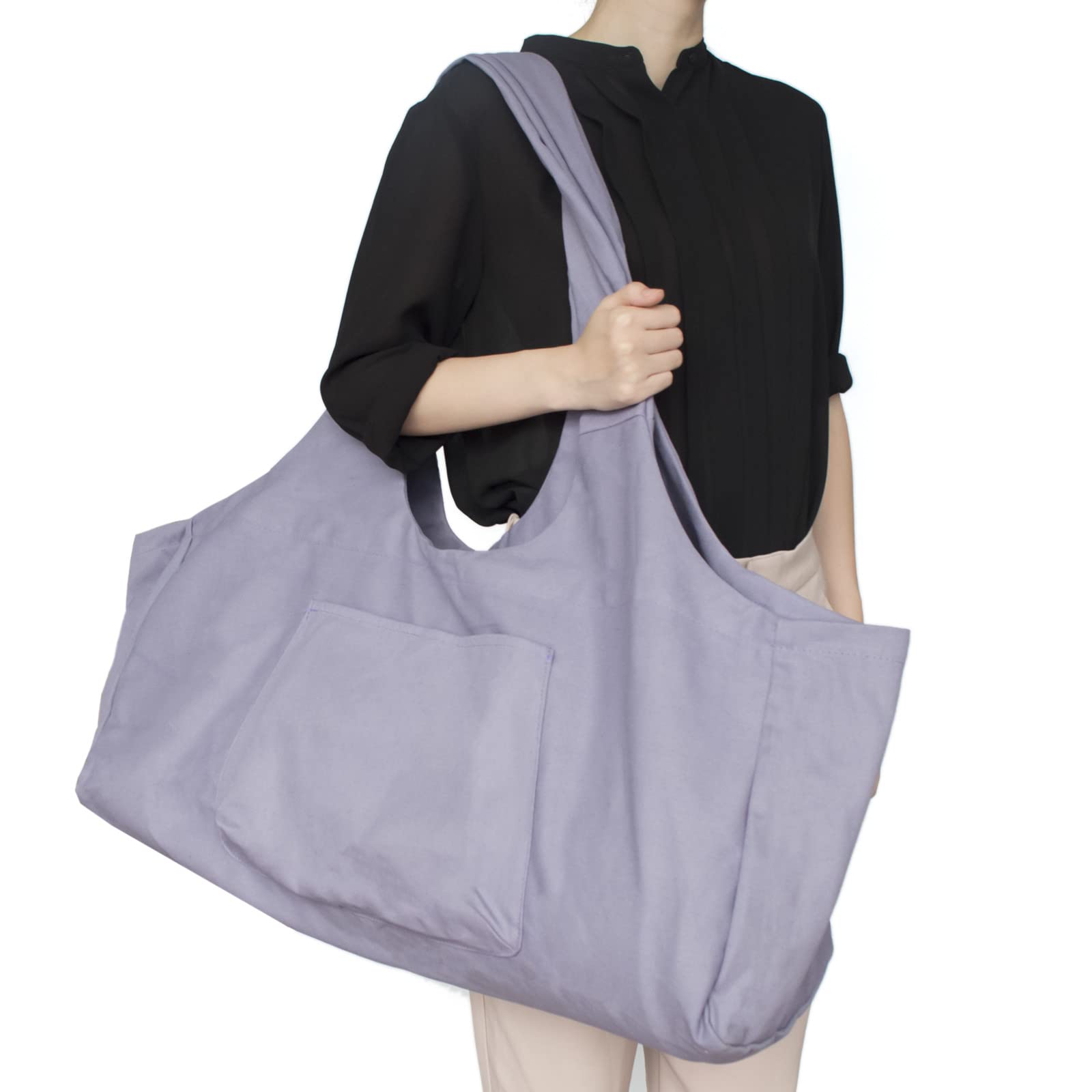 Grand sac pour tapis de yoga en toile avec poche intérieure zippée
