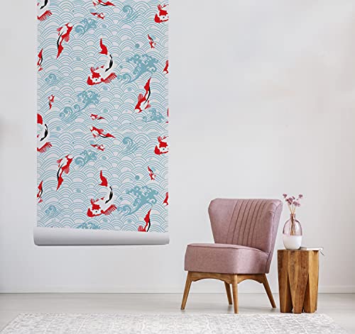 Papier peint carpe koi rouge mural 104x70cm pour meuble et chambre - 5