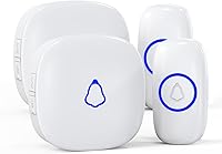 Vista 6 de SECRUI Timbre inalámbrico, mini timbre de puerta con 58 melodías, 5 niveles de volumen, 1 botón impermeable, 2 receptores enchufables, timbre blanco