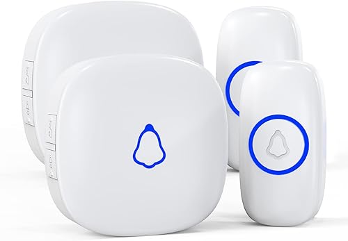 Miniatura 8 de SECRUI - Timbre inalámbrico con 2 receptores, timbre impermeable que funciona a 1000 pies de alcance 58 campanas, 5 niveles de volumen, luz LED de