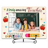 ISOVF Teacher Picture Frame, Teacher Photo Frame With Stand, Teacher Appreciation Gifts, A Truly Amazing Teacher, Wood 4x6 Picture Frame for Desk Display(A04)