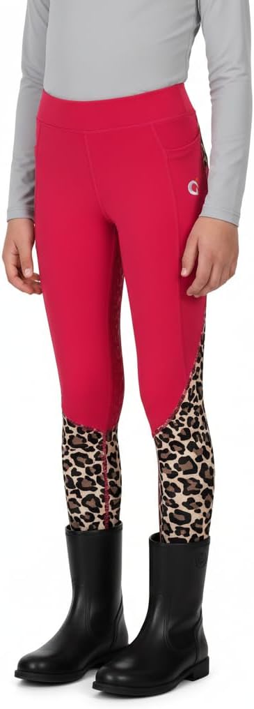 Horse Riding Pants for Girls, Kids Equestrian Horseback Riding Breeches, Full Seat Silicone Grip with Pockets