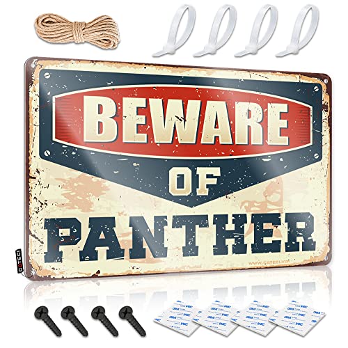 COTECI Męska jaskinia akcesoria do garażu 'Beware of Pantery' metalowy znak podwórko bar znak (rozmiar: 30 x 40 cm)