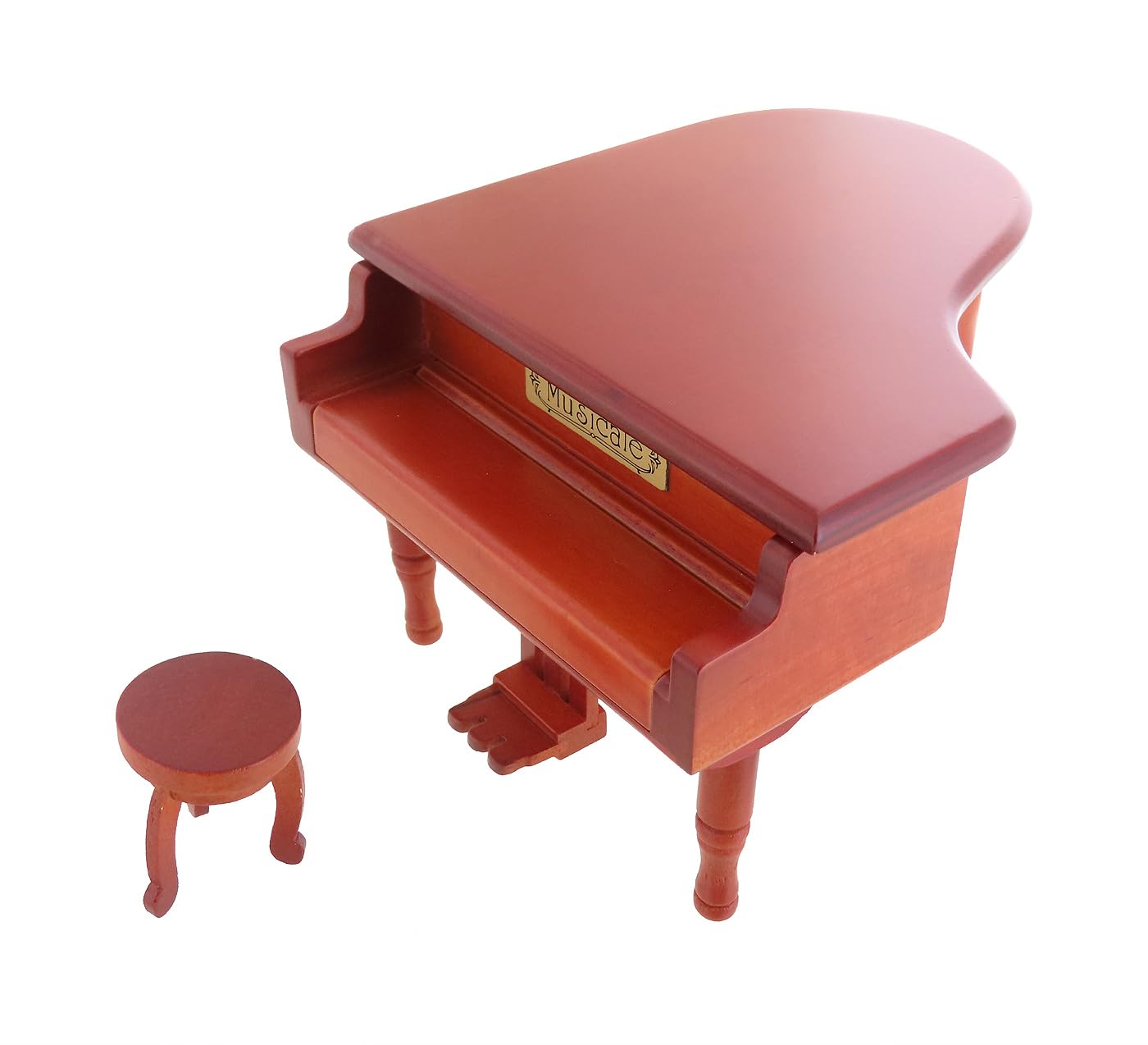 Carillon / scatola musicale di legno a forma di pianoforte in miniatura con spazio per riporre piccoli oggetti e meccanismo musicale a molla di 18 note - Ninna nanna di Johannes Brahms.