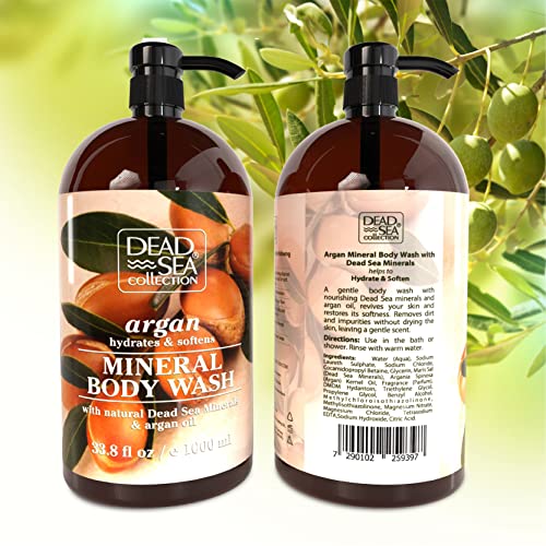 Dead Sea Collection Argan Body Wash For Women And Men - Pack Of 2 (67.6 Fl. Oz) - Cleanses And Moisturizes Skin - With Natural Minerals And Vitamins Nourishing Skin #TOP6