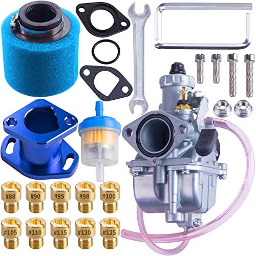 Oraevy Vm22 Racing Performance Mikuni Carburetor Carb Mainfold Intake Pipe Air Filter Fit For Predator 212Cc Gx160 Honda Gx200 Ct200U 196Cc Kt196 Clones Go Kart Mini Bike Race Kart (Blue) #TOP2