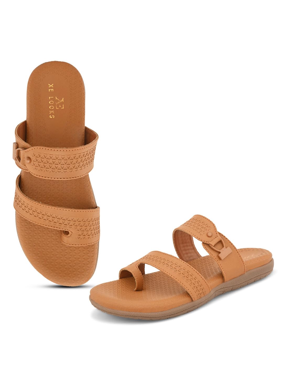xe looks Women's Double-Adjustable Straps Slipper | Textured Design | Lightweight & Comfortable Slippers For Girls & Women-picture-49