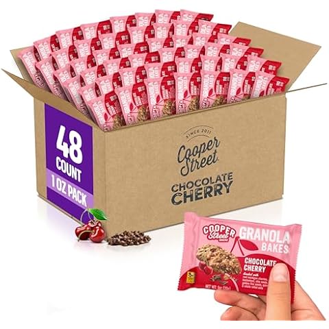 Cooper Street Granola Cookie Bake - Chewy Granola Bars with Chia, Flax, Buckwheat and Oats in Delicious Chocolate Cherry Flavor | Individually Wrapped Healthy Breakfast Bars | 1 oz | 48 Pack Cover