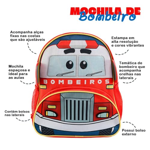 Mochila Infantil Com Alças Bombeiro