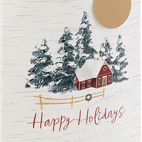 Hallmark Holiday Gift Bag Bundle with Tissue Paper and Gift Tags (3 Bags: 2 Extra Large 15", 1 Large 13") Gray Plaid, Snowy Farmhouse, Rustic Snowman by Hallmark - Image 8
