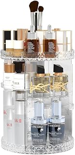 Makeup Organiser, 360° Rotating Skincare Organiser Storage, Make Up Organizer for Cosmetic Perfume Lipstick, Clear Spinning Organiser with 7 Adjustable Layers for Dresser Bedroom Bathroom