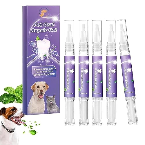 KXC Oral Repair Gel for Pets, Care Gel, No Brushing Pet Oral Care Gel, Eliminates Bad Breath, Tartar - (5 pcs)