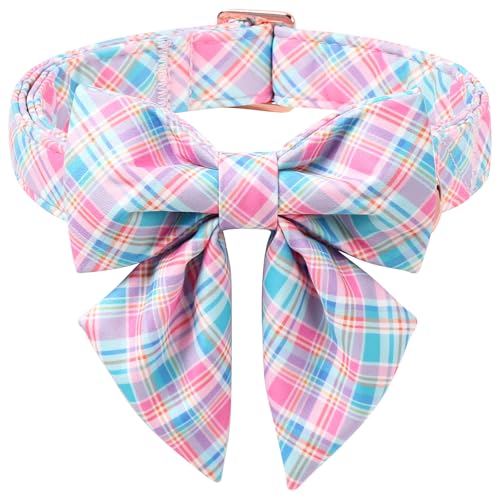 ARING PET Summer Dog Collar with Bow, Cute Pink Sailor Bowtie Pet Collars with Metal Buckle for Puppy Small Medium Large Boy Girl Dogs-L by Aring pet - Used condition - US$14.44