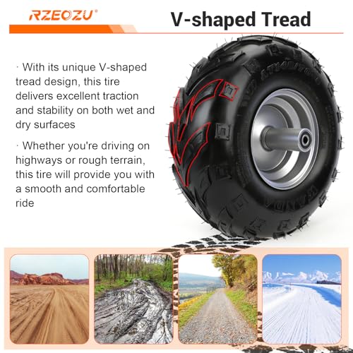 Image of 145 /70-6 Tires, Mini Bike Front Wheels Rims and Tires Assembly Kit Compatible with Coleman CT100U CC100X Baja DB30 Motovox MBX10 MBX11 Monster Moto 80 105cc Minibike Go Kart Parts V-Tread Tire