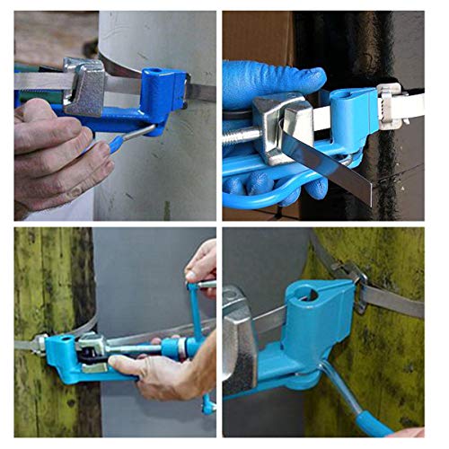 VOTOER Manual Stainless Steel Band Strapping Banding Tool Tensioner Heavy Duty Bander for Hose Clamps Cable Tie Kit - Thumbnail 6