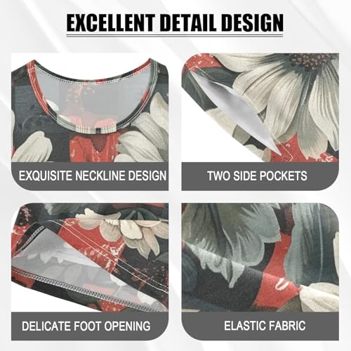 ALAZA Retro Daisy Flowers Pajama Set Short Sleeve Sleepwear Soft Lounge Nightwear4