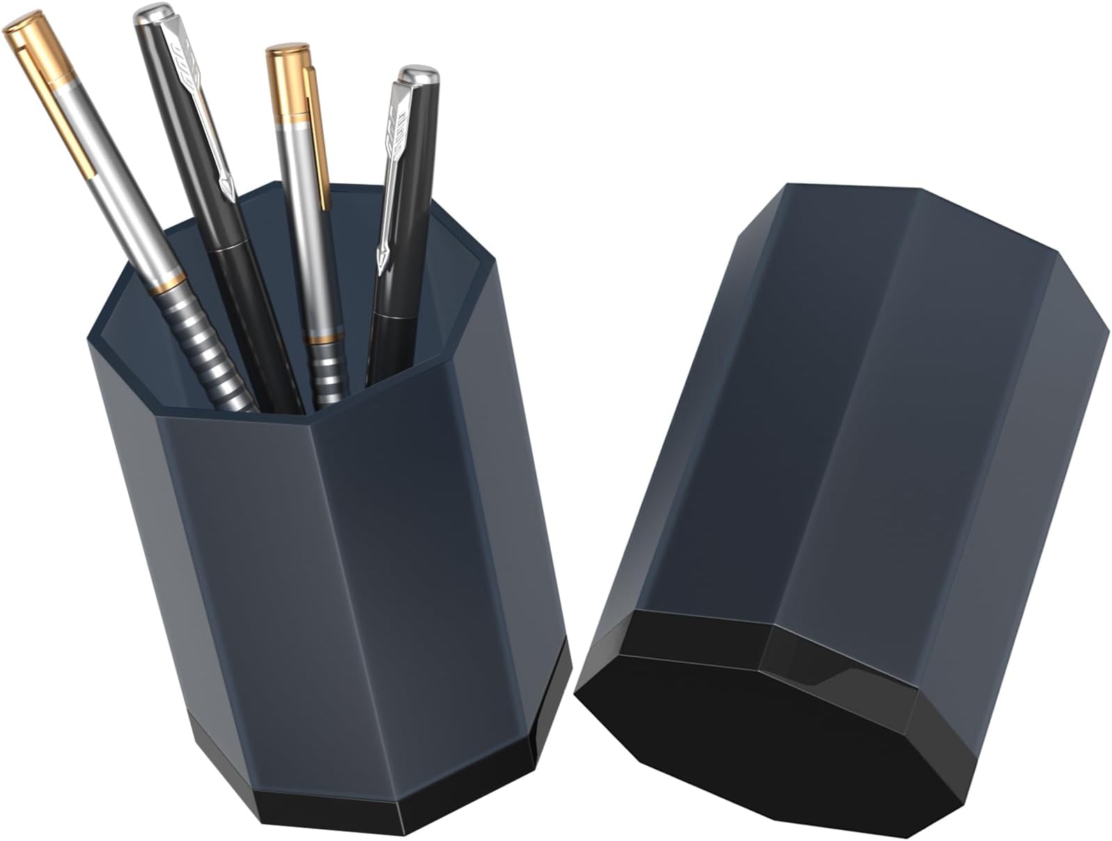 HIIMIEIDesk Pen Holder - Octagonal Pencil Holder with 10mm Base, Idea Gift for Family and Friends - 2pcs (Gray)