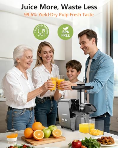 Image of 2026 LUFVEBUT Slow Cold Press Juicer with Reverse Function, Masticating Juicer Machines or Soft & Hard Vegetable Fruit High Juice Yield, Easy to Clean 250W High Power BPA-Free Dishwasher Safe