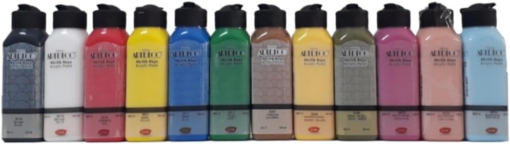 Artdeco Akrilik Boya, 12 Renk x 140 ml Ba lang  Seti