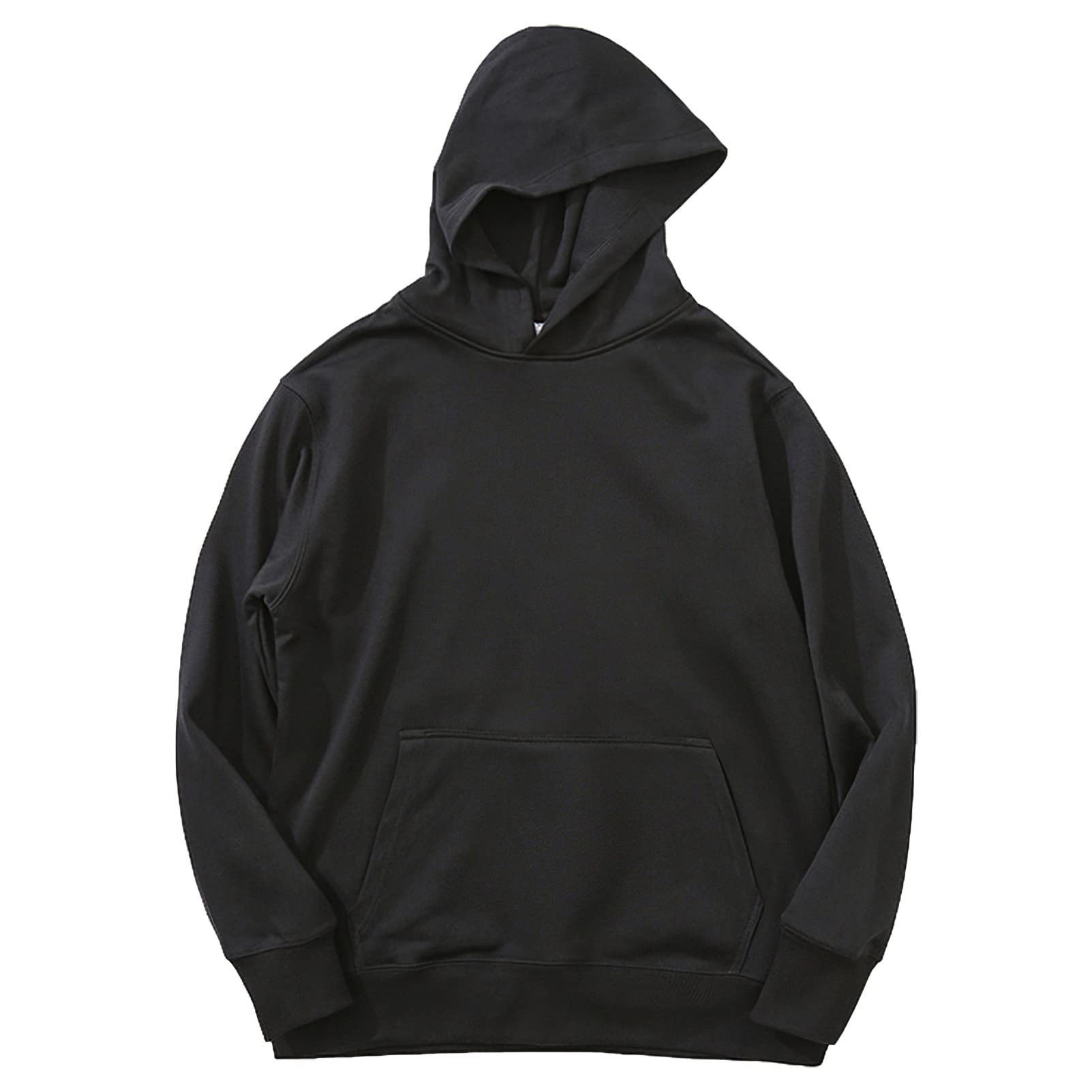 Unisex Uomo Donna 3 Pezzi Tuta da Ginnastica in Cotone - Camicie Girocollo, Felpa con Cappuccio e Pantaloni da Jogging con Tasche Nero XS