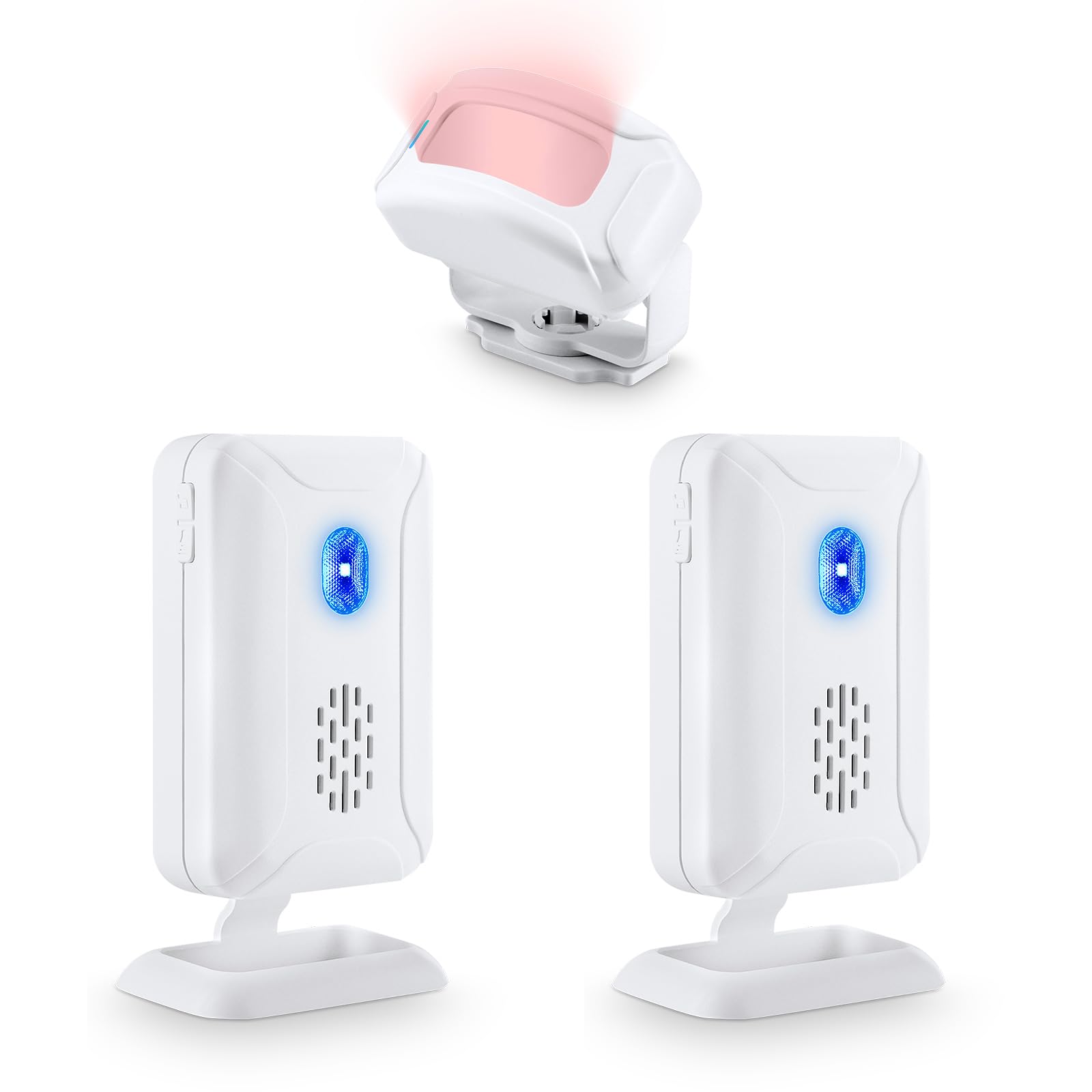 NineLeaf Détecteur de Mouvement avec 2 récepteurs Détecteur de Passage Infrarouge Sonnette de Chargement Sonnette de Porte Sonnette de Porte avec 32 mélodies différentes pour Le Travail l'hôtel | Détecteur de Mouvement,Sonnette de Chargement,Sonnette de P