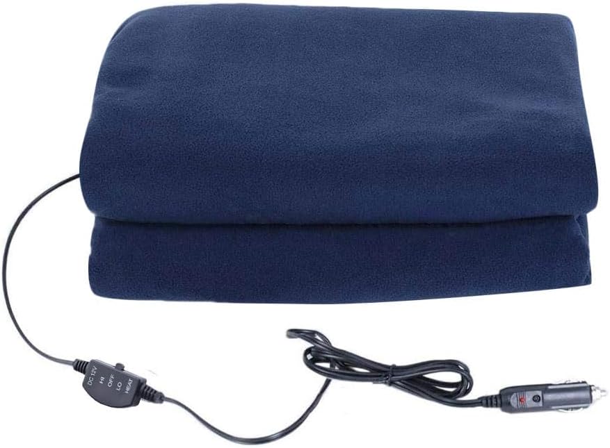 Electric Car Blanket - 12V Travel Fast Heating Blanket, Foldable and Portable | Winter Warmth Supplies for Car, Home, Outdoor, Travel, Camping, Road Trips, Easy-to-Use Heated Blankets