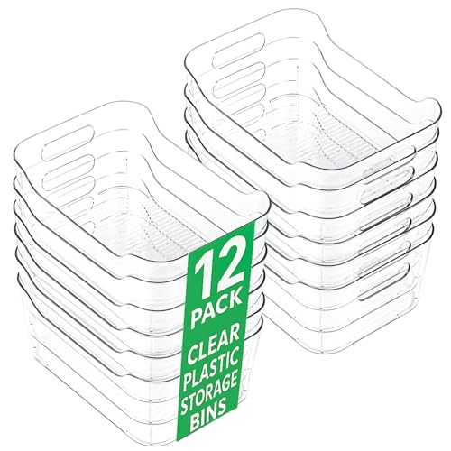 Image of CiWiVOKi Clear Plastic Storage Bins, Set of 12, Multi-Use Organization and Storage Containers for Pantry, Cabinet, Refrigerator, Freezer, Bathroom, Organizer Bins for Home & Kitchen