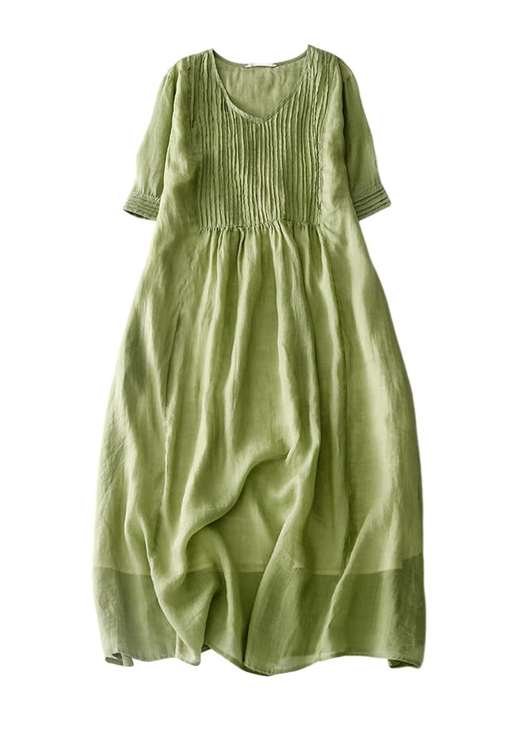 Robe ample col en V lin ORANDESIGNE coupe confort - 8