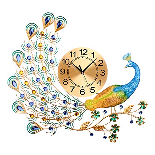 LANGSHI Home Decor Pfau Wanduhr Wohnzimmer Uhr Moderne Kunst Cover