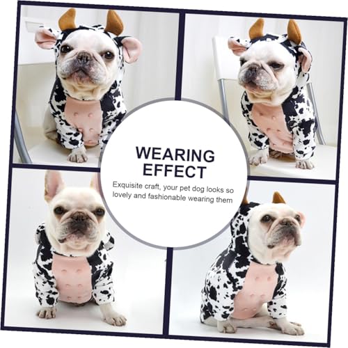 Disfraz de vaca para mascotas tamaño L blanco miniatura 4