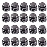 YESSZ Round Cord Locks Spring Clasps Gunmetal/Sliver Metal Toggle Single Hole String Cord Locks Adju