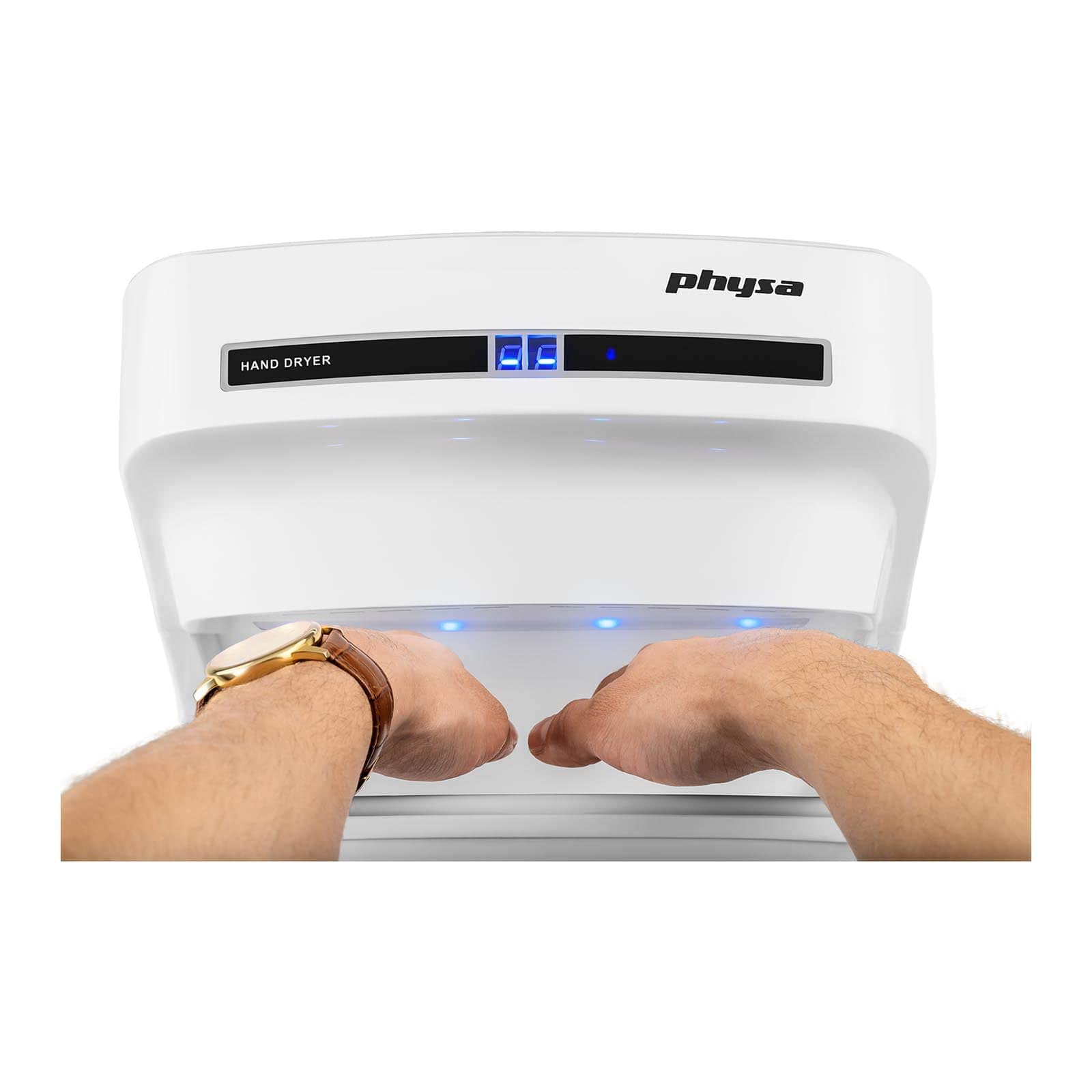 Physa Asciugamani Elettrico Automatico Asciugatore Mani da Bagno ORIA WHITE (Tempo di asciugatura 5-7 s, 28.000 rpm, Velocità del getto d'aria 86 m/s, Volume dell'aria 150 m³/h)