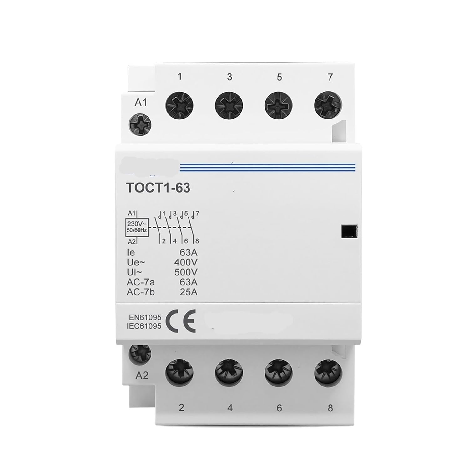 TOCT1 4P 63A 4NO 2NC2NO 4NC 220V Coil 400V~ 50/60Hz Din Rail Household AC Modular Contactor 1Pcs(2NO2NC)