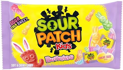 SOUR PATCH KIDS Bunnies Soft & Chewy Gummy Easter Candy, 18 Snack Packs