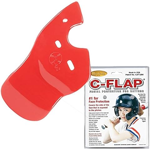 Authentic Baseball Shop Red Left C-Flap (Right Handed Hitter) Batter's Helmet Face Protector Attachment (Helmet Sold Separately) Cover