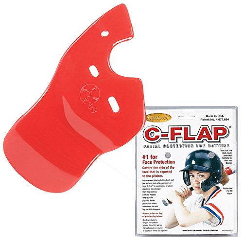 Authentic Baseball Shop Red Left C-Flap (Right Handed Hitter) Batter's Helmet Face Protector Attachment (Helmet Sold Separately)