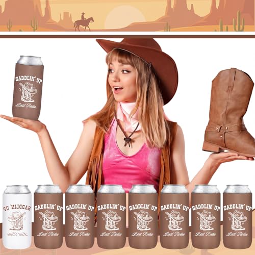 Image of SiliFine 12 Pcs Bachelorette Party Can Sleeves Bulk Coquette Bachelorette Decoration Cowgirl Can Sleeves for Bridal Shower Gifts(3.5 x 5.5 Inches,Last Rodeo Western Cowgirl)