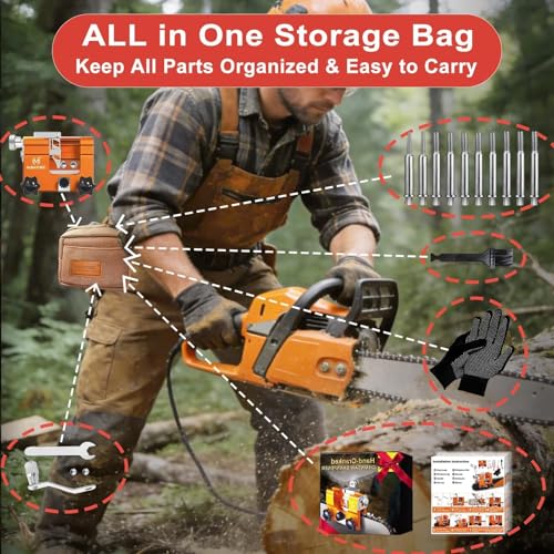 Image of Universal Chainsaw Sharpener Jig Kit, Portable Chain Saw Sharpener Tool with 10 Sharpening Steels, Hand Crank Chain Saw Blade Sharpener. Chainsaw Accessories for 4. inch- 22 inch Electric Chain Saws