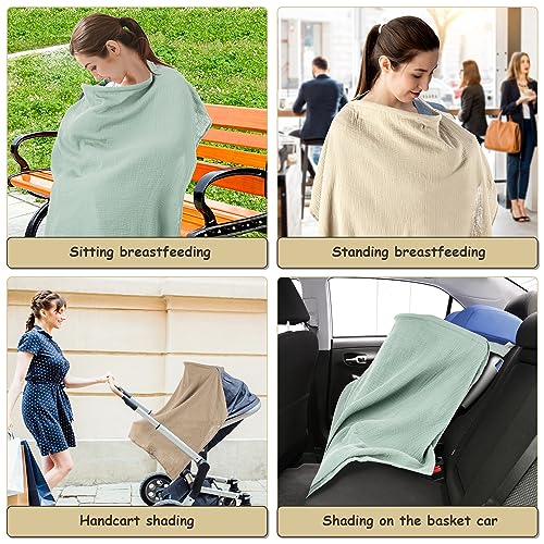 CORATED Nursing Cover for Baby Breastfeeding, Muslin Breathable Breastfeeding Cover Essentials with Rigid Hoop, Multi-use Adjustable Privacy Nursing Apron Cover - Thumbnail 6