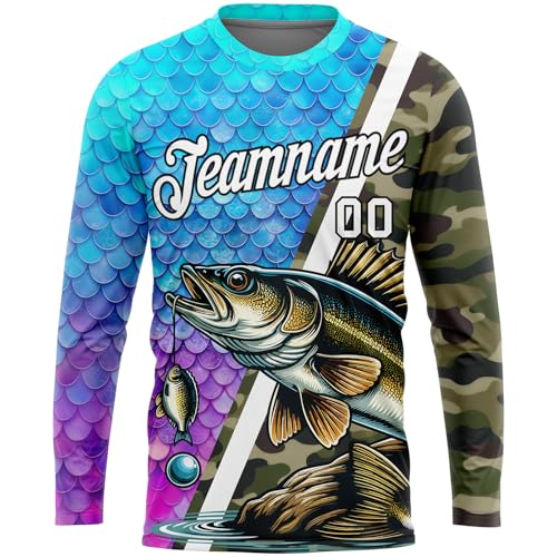 Camiseta deportiva de manga larga para pesca personalizada para hombres y adolescentes, con números y nombre impresos miniatura 2